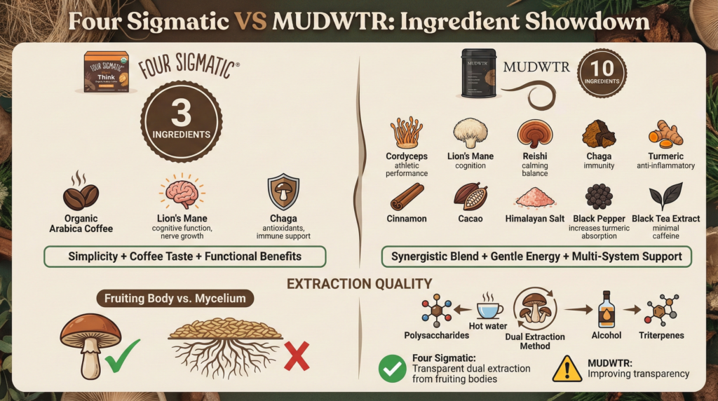 Four Sigmatic VS MUDWTR Ingredient Breakdown