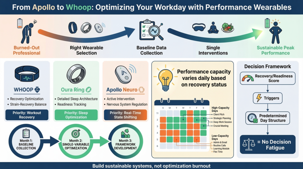 From Apollo to Whoop Optimizing Your Workday with Performance Wearables Infographic